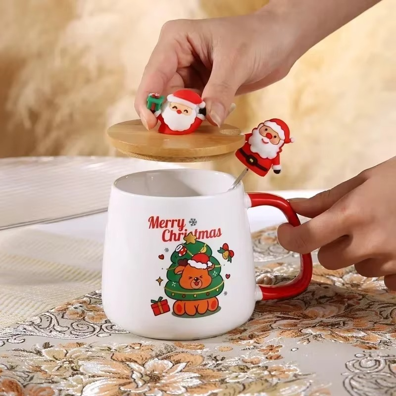 Ceramic Mug Christmas Gift Ceramic Mug Cup Cup Coffee Cup Christmas Mug with Lid with Spoon Set Cup Mug Gift Box