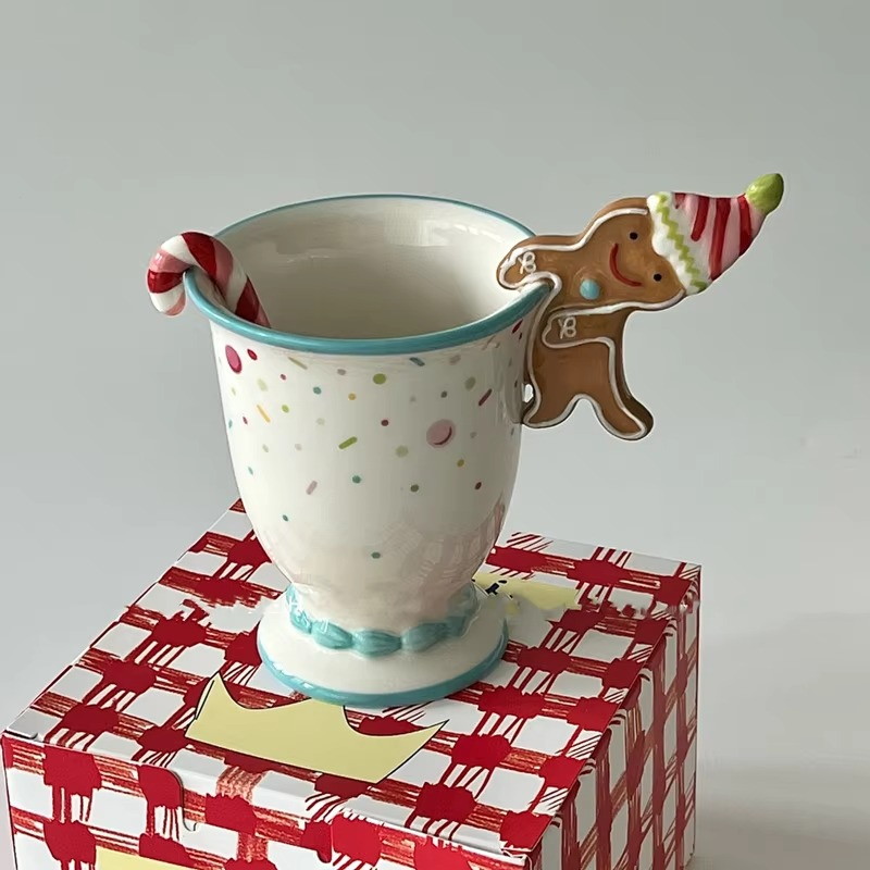 Christmas Ceramic Mug Breakfast Oatmeal Dinnerware Cute Milk Mug for Kids Girls Christmas Gift Tea Set Office Coffee Mug