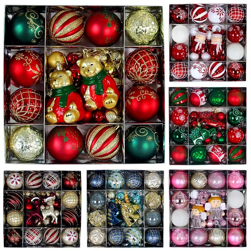 44pcs 6cm Christmas Balls Deer Santa Claus Xmas Tree Hanging Ornament Home Chirstmas Party Decoration New Year Gift Navidad 2025
