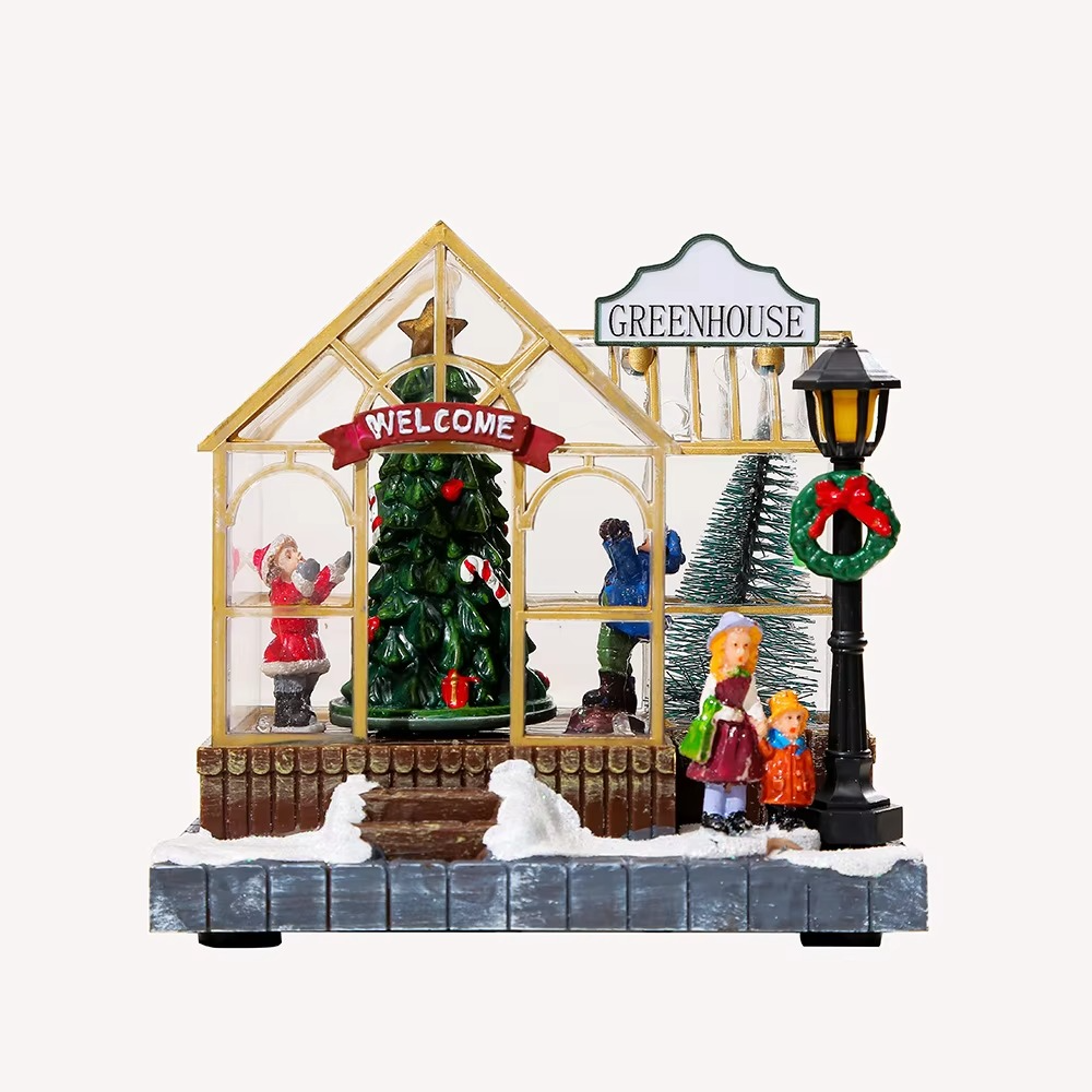 Glowing Music Christmas Houses Resin Crafts Creative Desktop Ornaments New Christmas Decorations Unique Christmas Gifts
