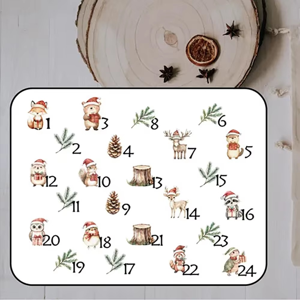24Pcs Advent Calendar Candy Gift Present Bags Diy Christmas Tree Ornament Kid Gift Merry Xmas Eve Countdown Wall Hanging Decor