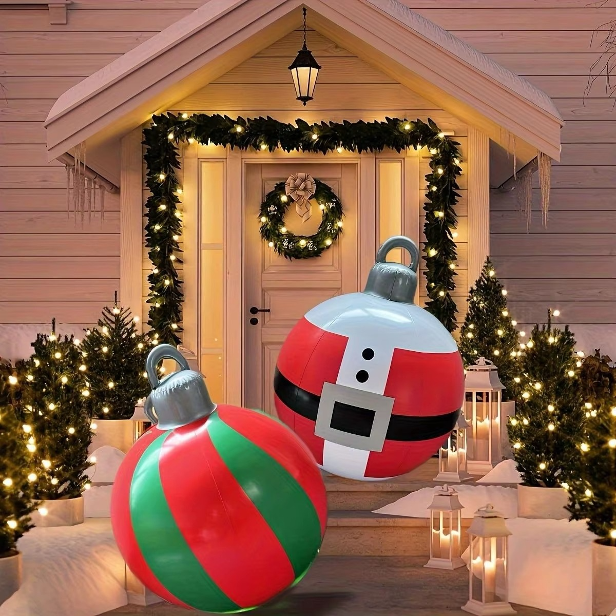 Outdoor Christmas Decoration Ball, PVC Inflatable Christmas Balloon, Christmas Party Atmosphere Balls, Santa Claus Elk Balloons