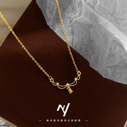Luxury 24K 9999 Pure Gold Lace lily lily necklace niche delicate lady necklace