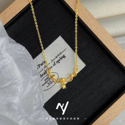 Luxury 24K 9999 Pure Gold Lace lily lily necklace niche delicate lady necklace