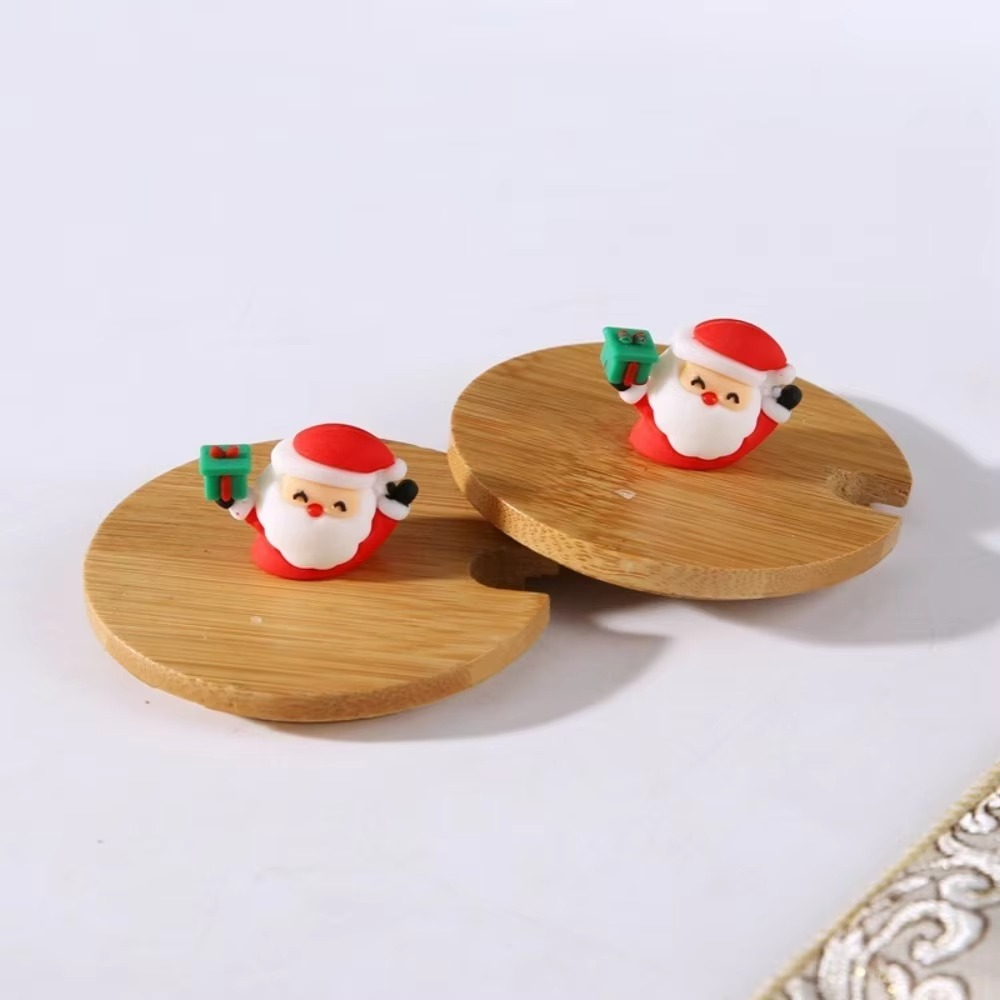 Cute Merry Christmas Mug Gift Box Ceramic Wooden Lids Cup Spoon Set Party Accessories Red Green Coffee Cup Teaspoon Home Use