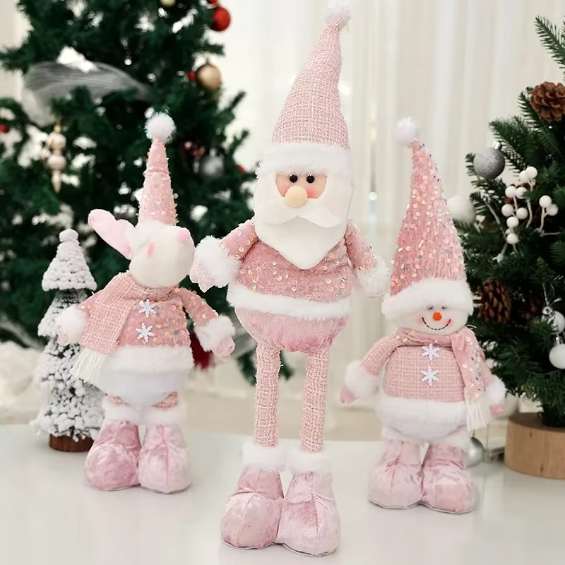 Christmas Standing Scalable Legs Doll Santa Claus Snowman Desktop Ornament Xmas Gifts Merry Christmas Decor Happy New Year 2026