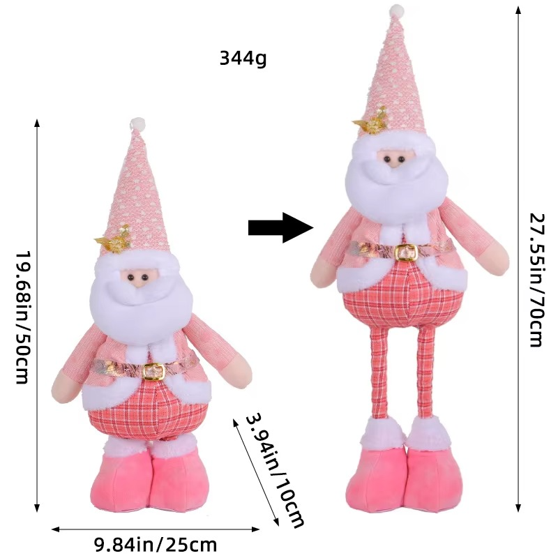 Blue Pink Retractable Doll Christmas Party Old Man Snowman Standing Doll Rudolph Faceless Doll Decorative Prop Ornament