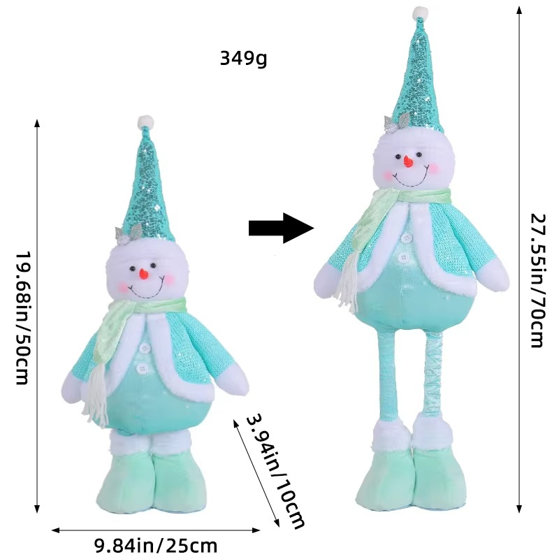 Blue Pink Retractable Doll Christmas Party Old Man Snowman Standing Doll Rudolph Faceless Doll Decorative Prop Ornament