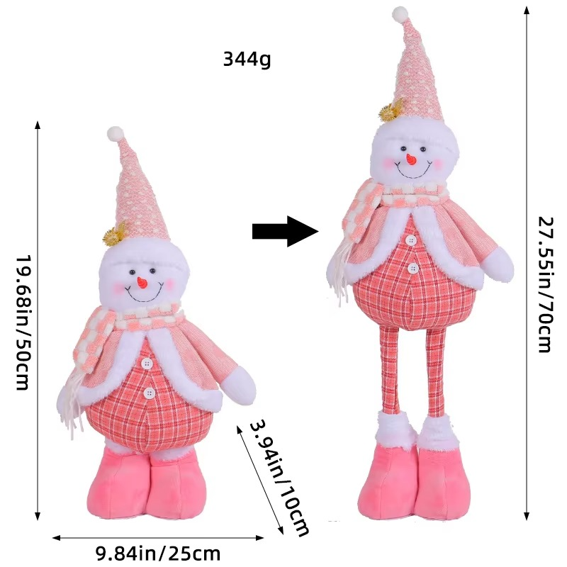 Blue Pink Retractable Doll Christmas Party Old Man Snowman Standing Doll Rudolph Faceless Doll Decorative Prop Ornament