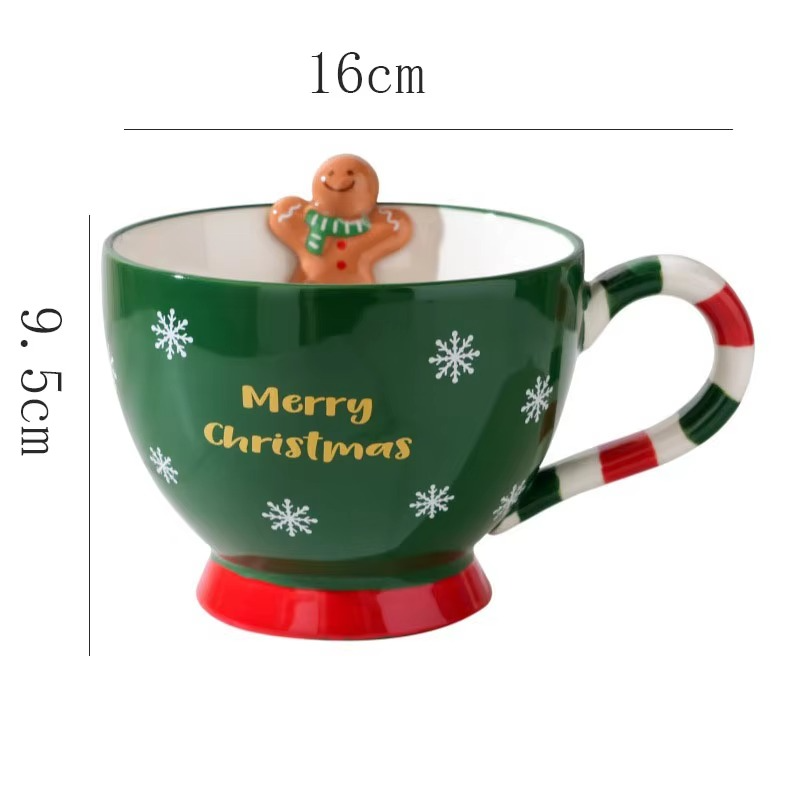 500ML Santa Claus Coffee Cup Cartoon Ceramic Table Top Mug Beautifully Embossed Breakfast Oat Drink Milk Mug Christmas Gift New