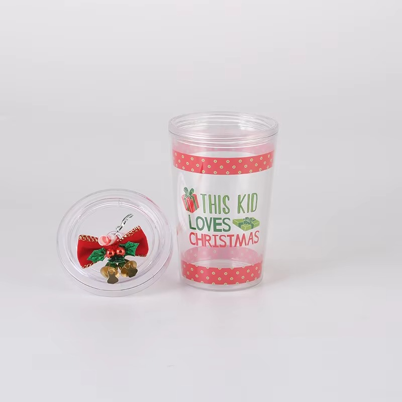 2023 Creative Christmas Cup with Lid Transparent Kawaii Cup Breakfast Milk Mug Children's Christmas Holiday Gift