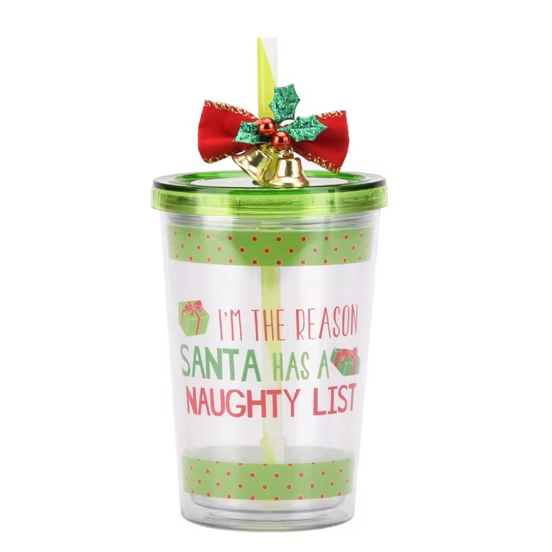 2023 Creative Christmas Cup with Lid Transparent Kawaii Cup Breakfast Milk Mug Children's Christmas Holiday Gift
