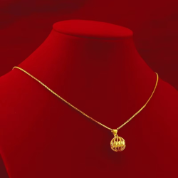 Women's 24K AU9999 Real Gold Hollow Ball Necklace in Shining Yellow Gold