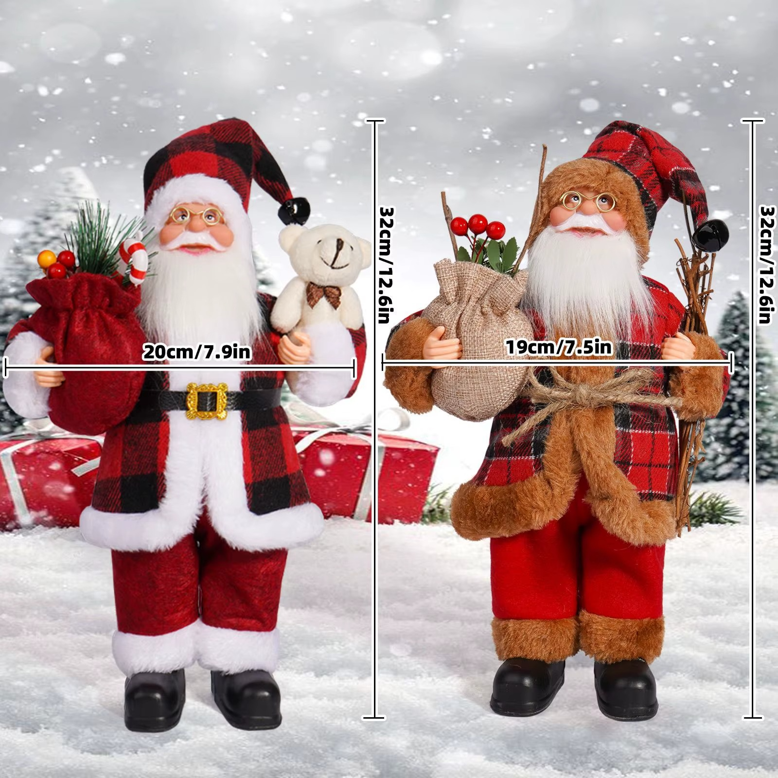 12inch Santa Claus Doll Christmas Standing Santa Claus Doll Window Decoration Home Chirstmas Ornament New Year Gift 2025 Navidad