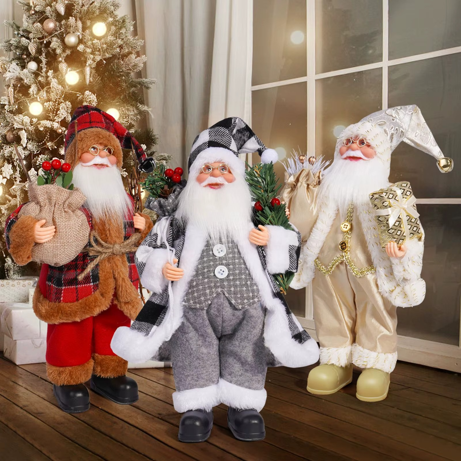 12inch Santa Claus Doll Christmas Standing Santa Claus Doll Window Decoration Home Chirstmas Ornament New Year Gift 2025 Navidad