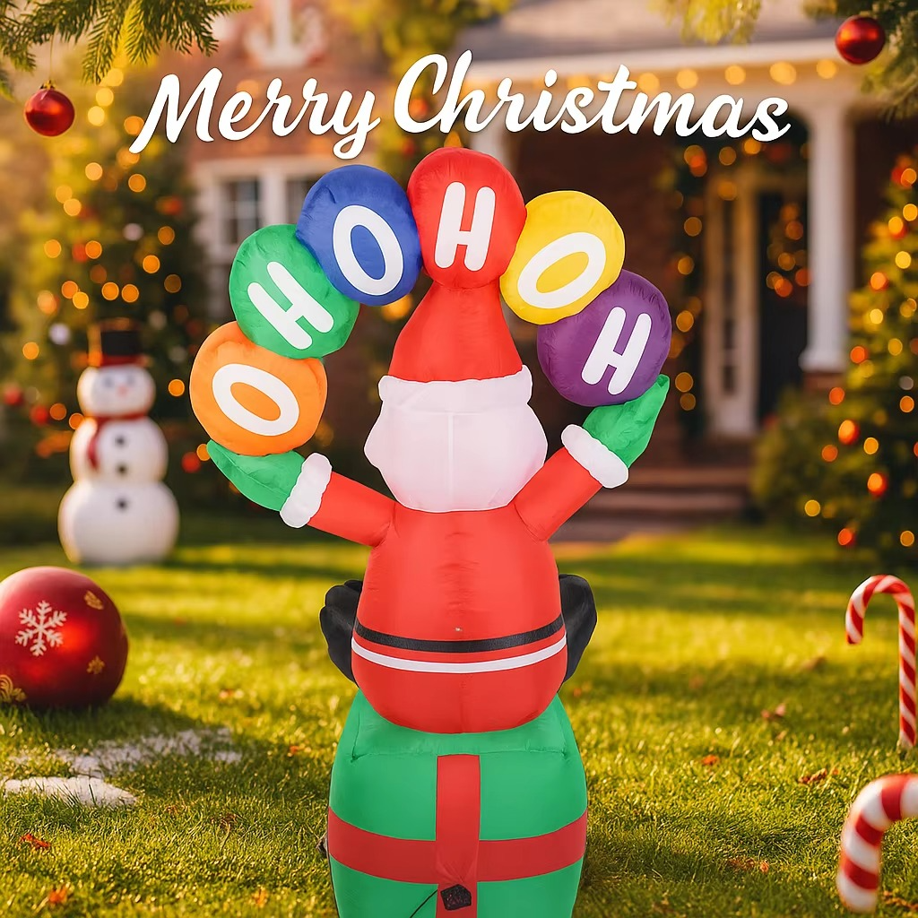 5.91FT Inflatable Toy Santa Claus Gift Box with LED Light Xmas Yard Lawn Party Decoration Christmas Home Supplies Ornaments Gift