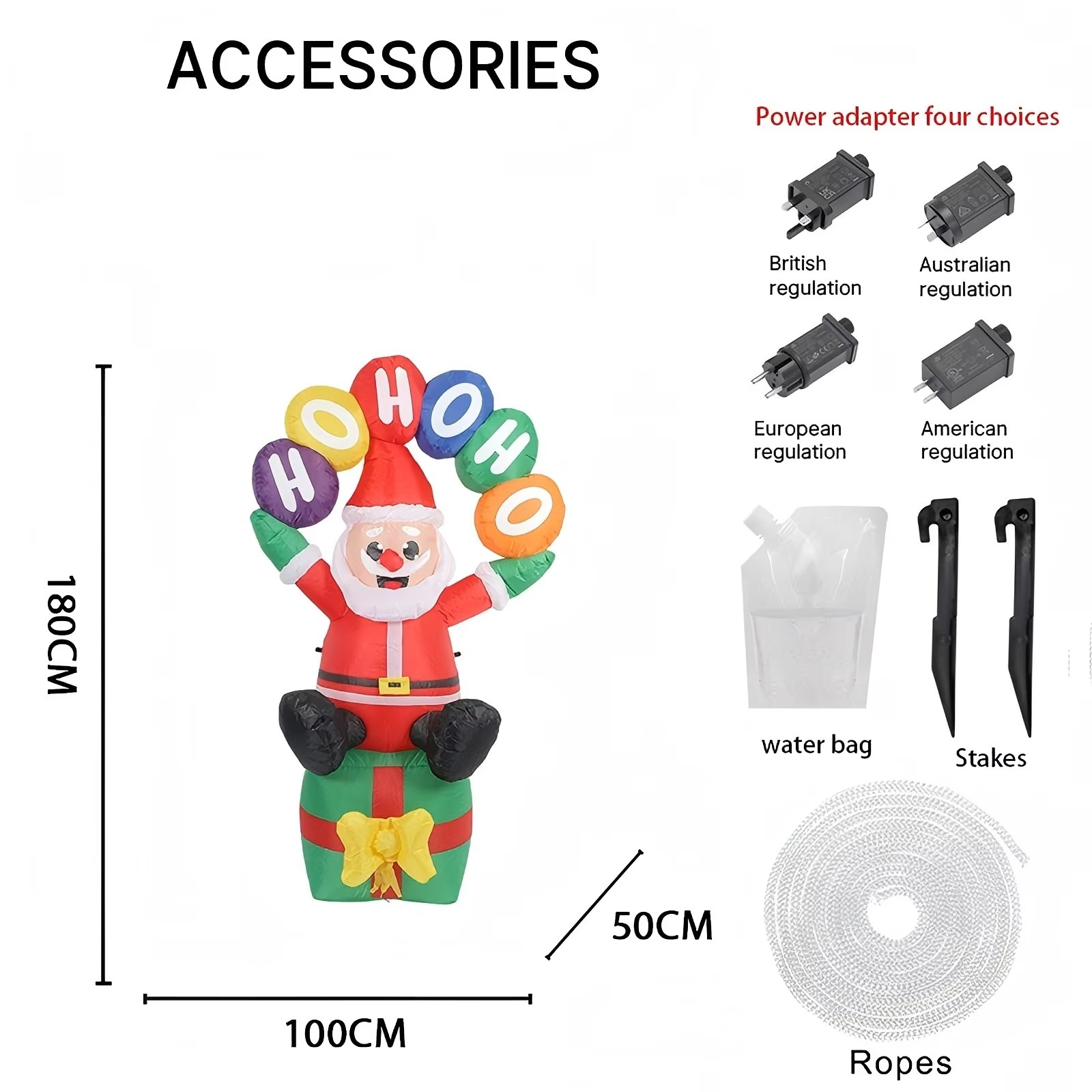 5.91FT Inflatable Toy Santa Claus Gift Box with LED Light Xmas Yard Lawn Party Decoration Christmas Home Supplies Ornaments Gift