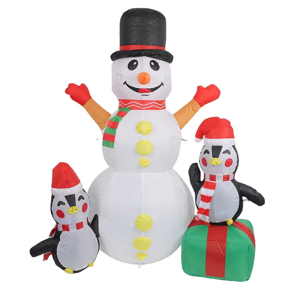6ft Christmas Inflatables Christmas Decorations Outdoor, Inflatable Snowman Penguin Blow Up Yard Decorations with Rotating LED L