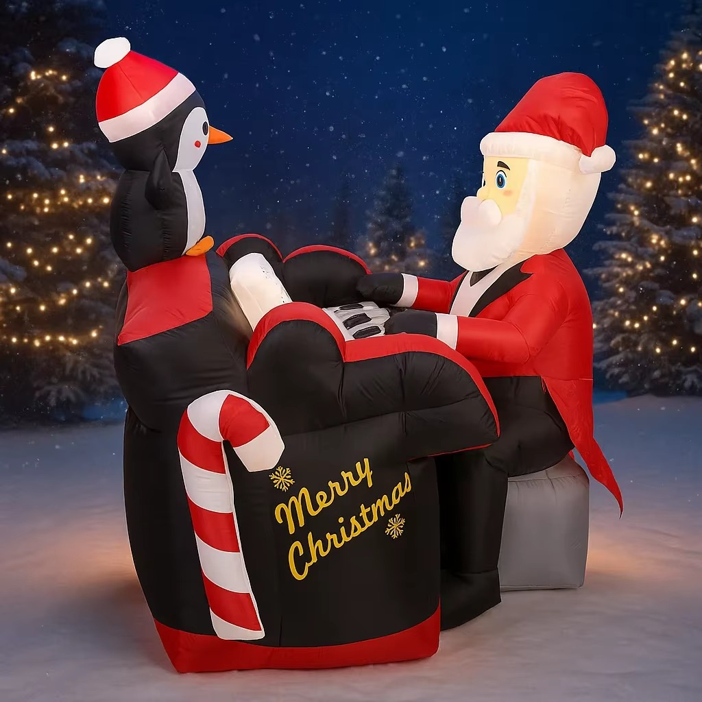 4.92FT Inflatable Toy Santa Man Piano Penguin Holiday Gift Xmas Decoration for Yard Christmas Supplie Home Decoration Ornament