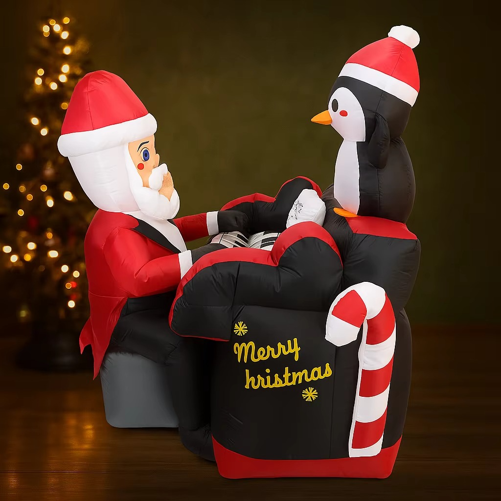 4.92FT Inflatable Toy Santa Man Piano Penguin Holiday Gift Xmas Decoration for Yard Christmas Supplie Home Decoration Ornament