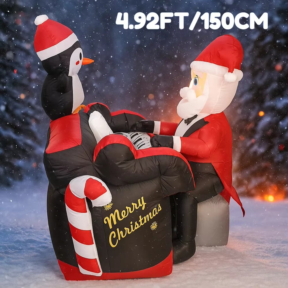4.92FT Inflatable Toy Santa Man Piano Penguin Holiday Gift Xmas Decoration for Yard Christmas Supplie Home Decoration Ornament