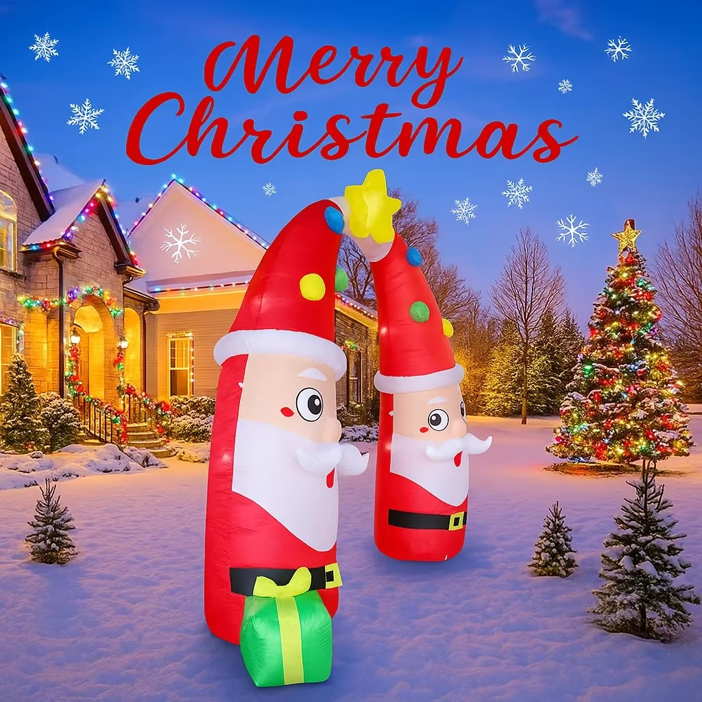 8.86FT Large Inflatable Santa Claus Archway Toy Home Ornament Christmas Decorations Outdoor Xmas Supplies Festive Holiday Gifts