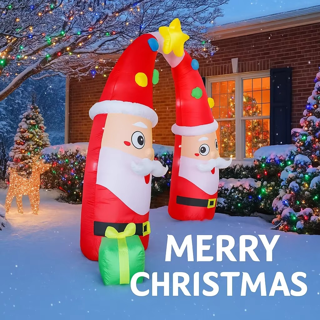 8.86FT Large Inflatable Santa Claus Archway Toy Home Ornament Christmas Decorations Outdoor Xmas Supplies Festive Holiday Gifts