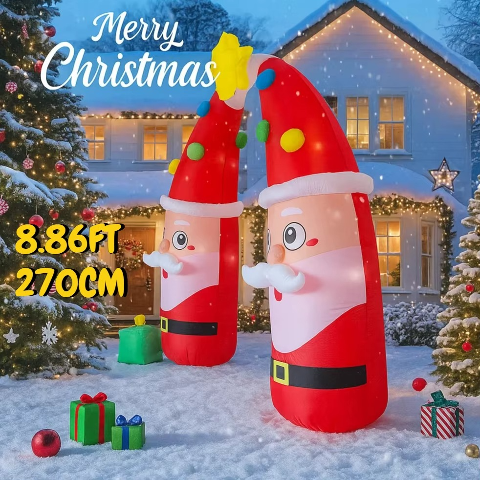8.86FT Large Inflatable Santa Claus Archway Toy Home Ornament Christmas Decorations Outdoor Xmas Supplies Festive Holiday Gifts