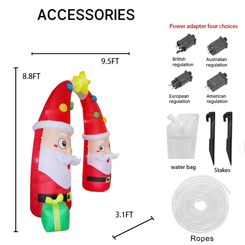 8.86FT Large Inflatable Santa Claus Archway Toy Home Ornament Christmas Decorations Outdoor Xmas Supplies Festive Holiday Gifts
