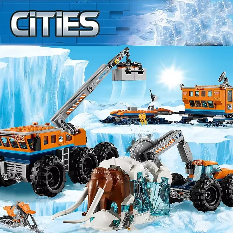 Compatible with City series building blocks Arctic mobile exploration base crane car MOC toys children's Christmas gifts