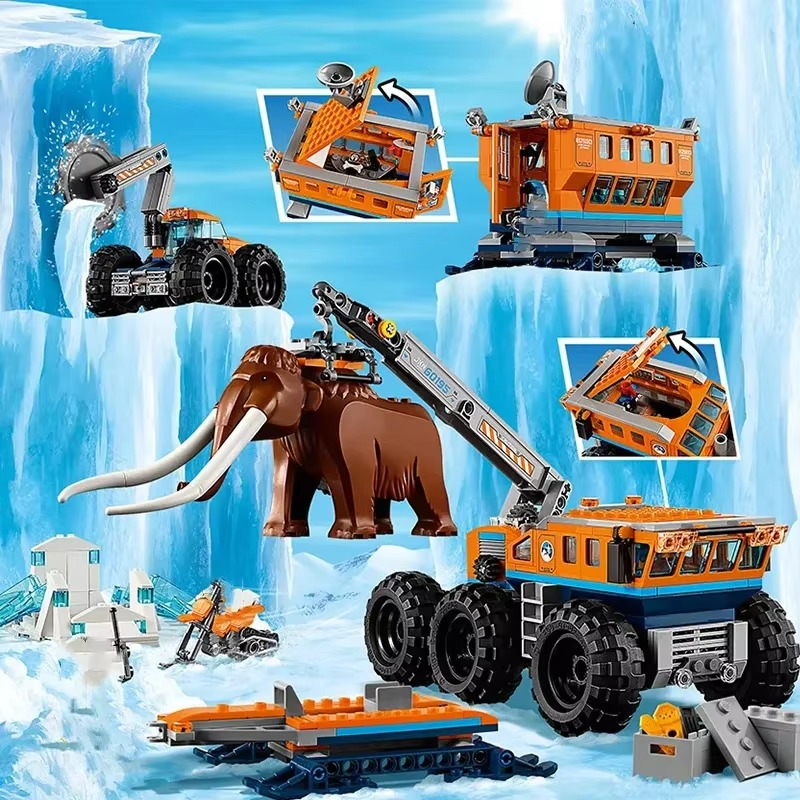 Compatible with City series building blocks Arctic mobile exploration base crane car MOC toys children's Christmas gifts