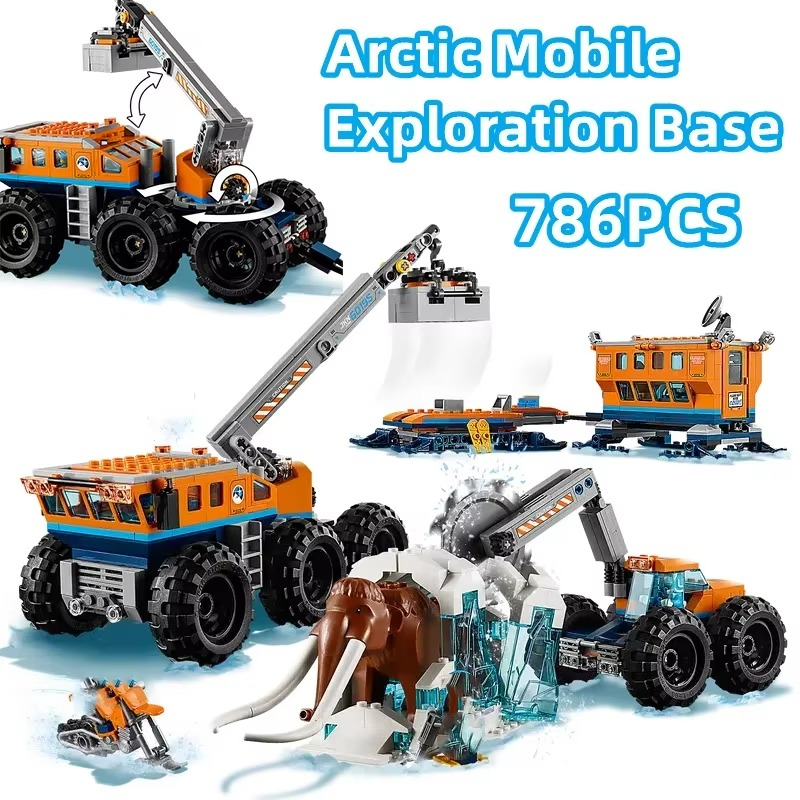 Compatible with City series building blocks Arctic mobile exploration base crane car MOC toys children's Christmas gifts