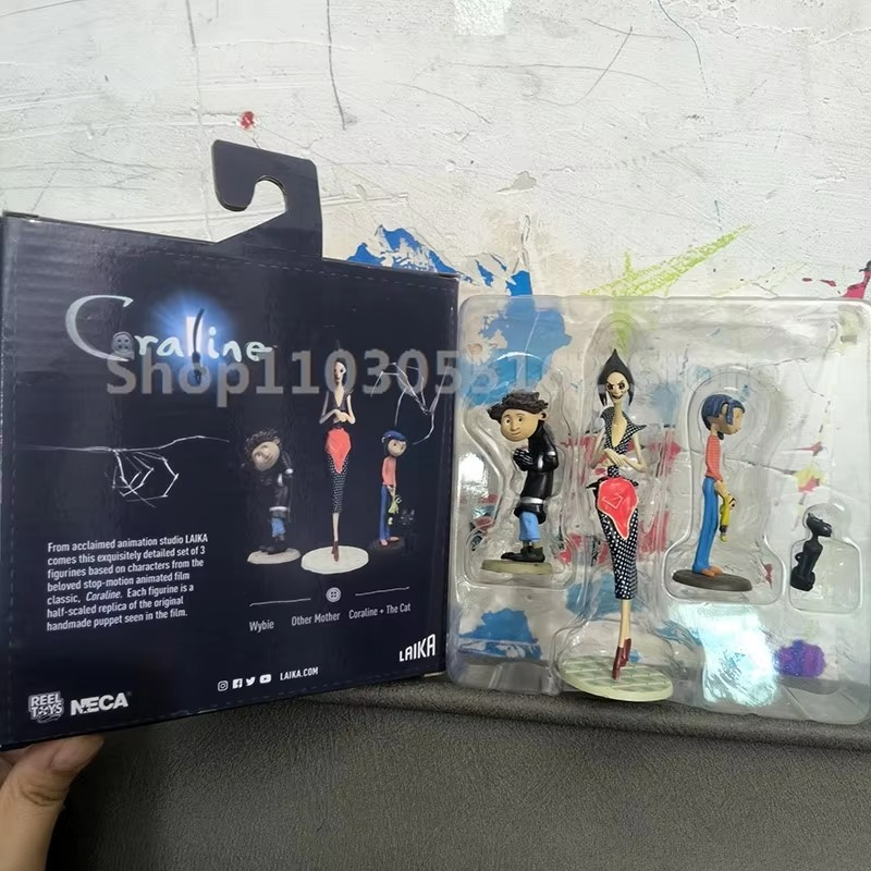 3PCS Neca Coraline Figure Anime Coraline & the Secret Door Crooked Character Action Figure Collection Toy Gift for Christmas