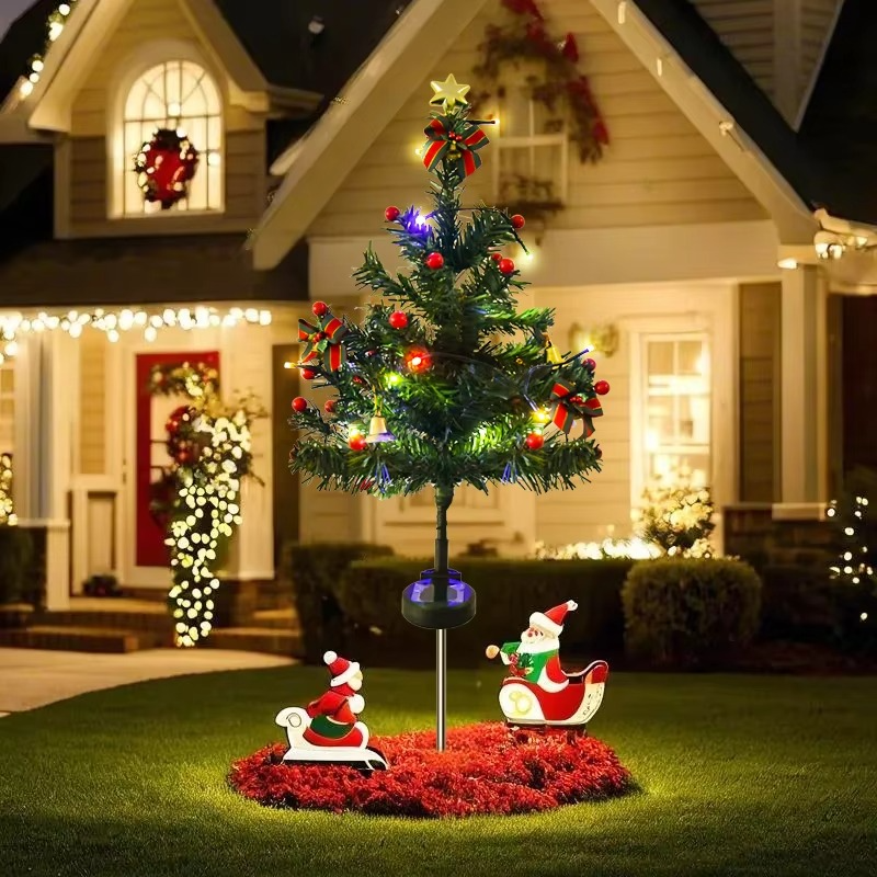 EISSLOLYLED Waterproof Solar Christmas Tree Lights Outdoor Snowflake Christmas Tree Lights Garden Decorative Lights