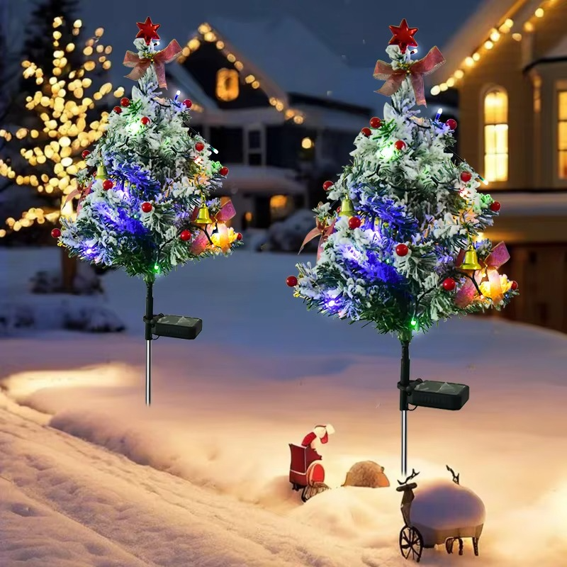 EISSLOLYLED Waterproof Solar Christmas Tree Lights Outdoor Snowflake Christmas Tree Lights Garden Decorative Lights