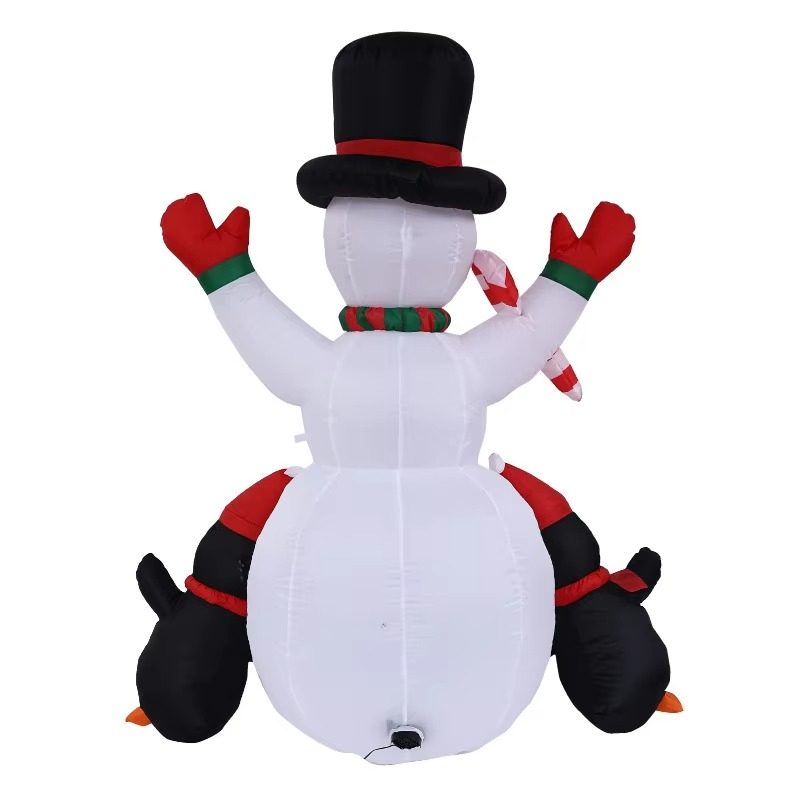 1.75m 5.74 inch Christmas Inflatable Snowman + Penguin with LED Lights for Yard and Garden Decoration