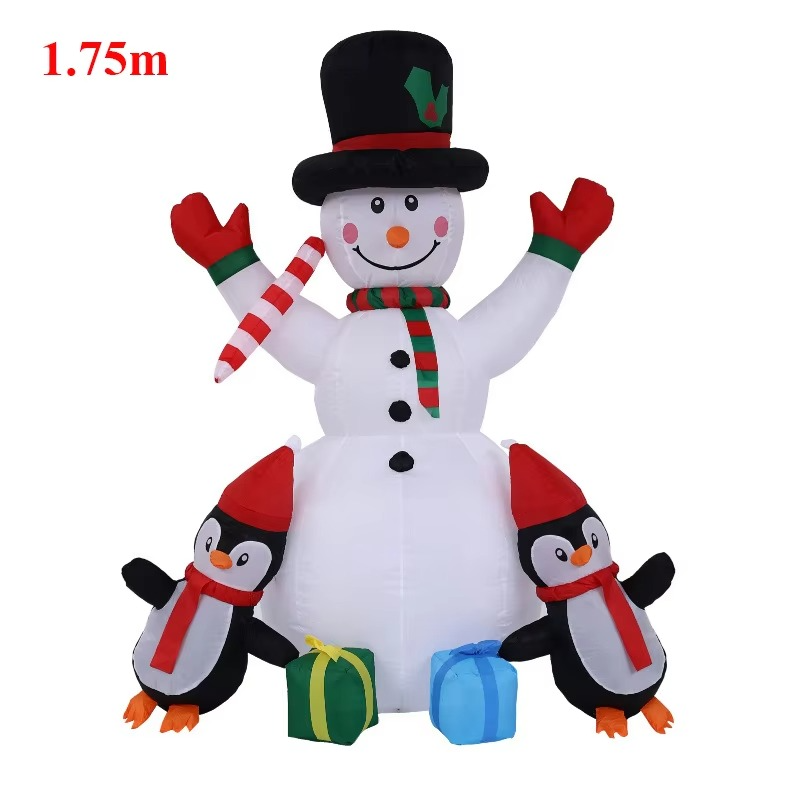 1.75m 5.74 inch Christmas Inflatable Snowman + Penguin with LED Lights for Yard and Garden Decoration