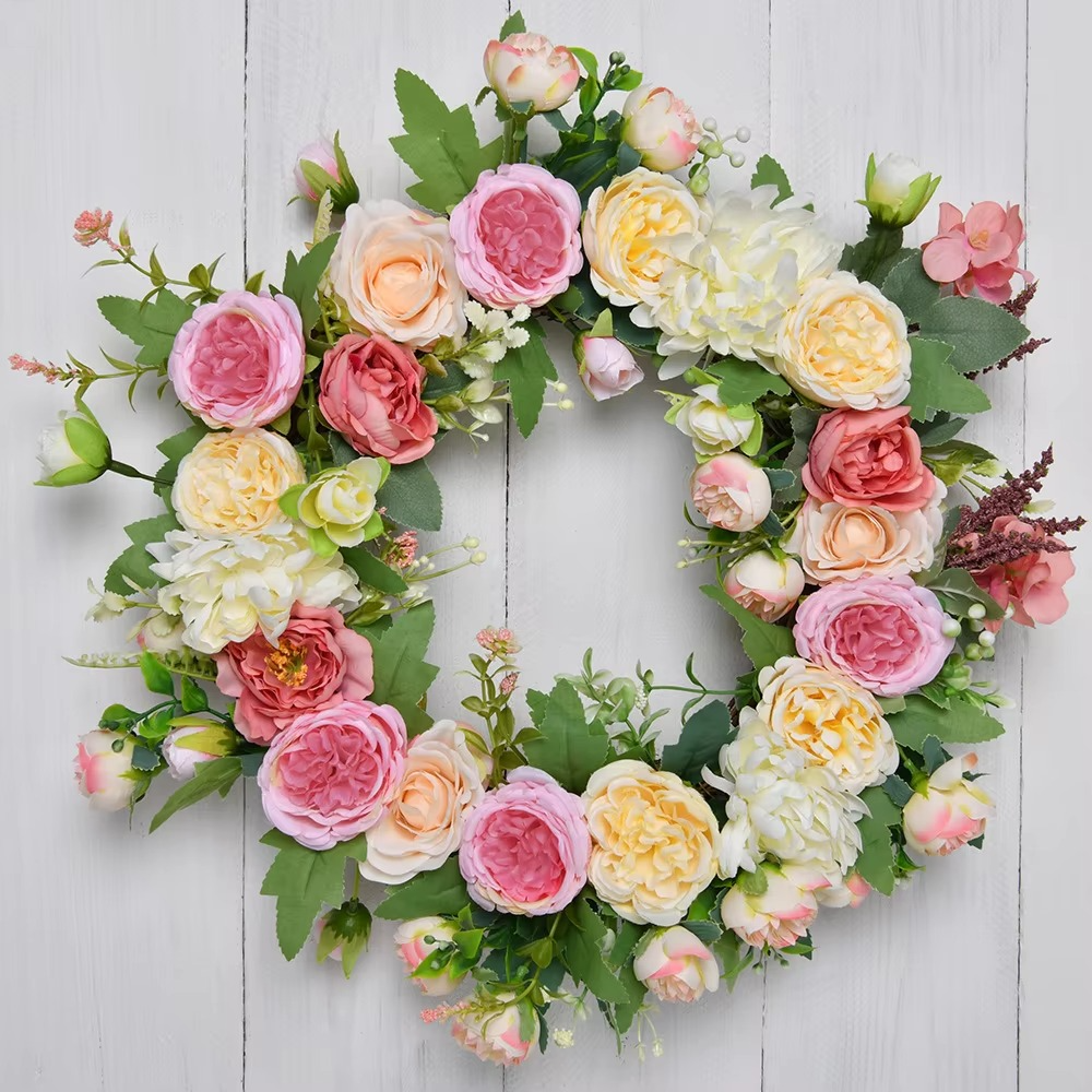 Artificial Peony Wreath Garland Rattan Home Decor Wedding Flower Door Decoration Table Centerpieces for Home And Wedding