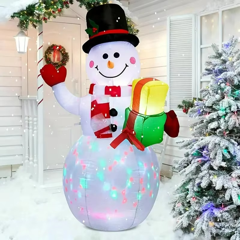 1.5M Christmas Inflatable Santa Claus And Snowman Built-in LED Lights Indoor And Outdoor Inflatable Party Garden Decoration, USB