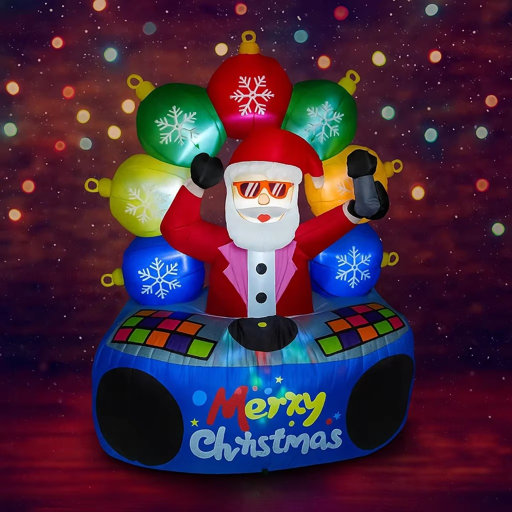 5.91FT Inflatable Toy DJ Santa Christmas Claus Ornament Holiday Gift Xmas Decoration for Yard Supplie Home Decoration Ornament