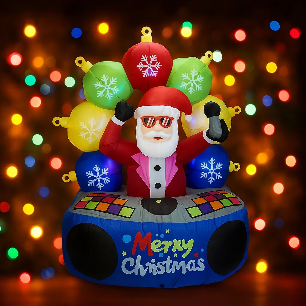 5.91FT Inflatable Toy DJ Santa Christmas Claus Ornament Holiday Gift Xmas Decoration for Yard Supplie Home Decoration Ornament