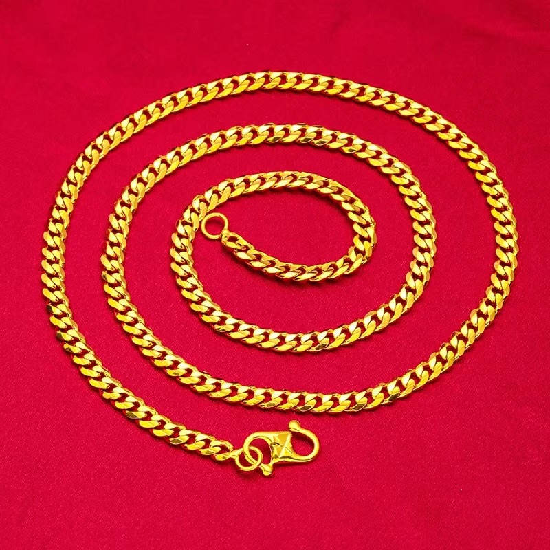 9999 24K genuine gold necklace, high-end fashion women's gold necklace, gold jewelry for girlfriend, gold necklace gift jewelry