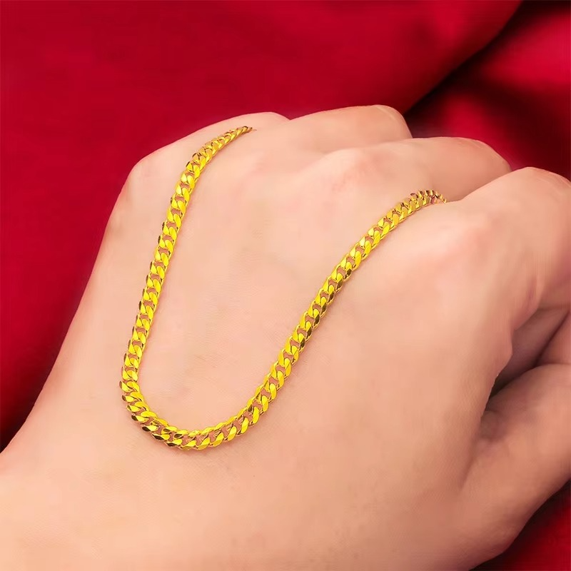 9999 24K genuine gold necklace, high-end fashion women's gold necklace, gold jewelry for girlfriend, gold necklace gift jewelry