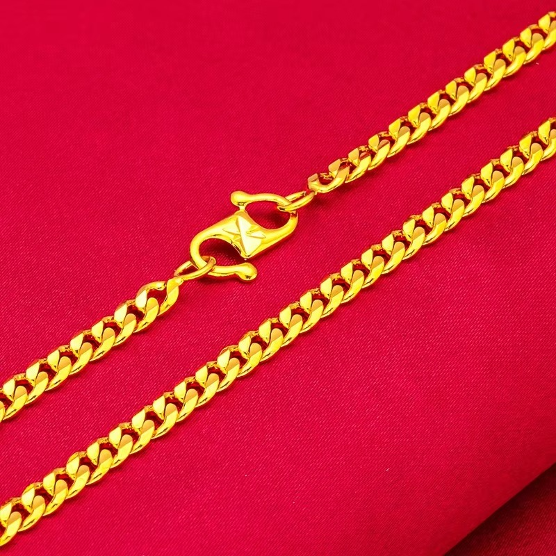 9999 24K genuine gold necklace, high-end fashion women's gold necklace, gold jewelry for girlfriend, gold necklace gift jewelry