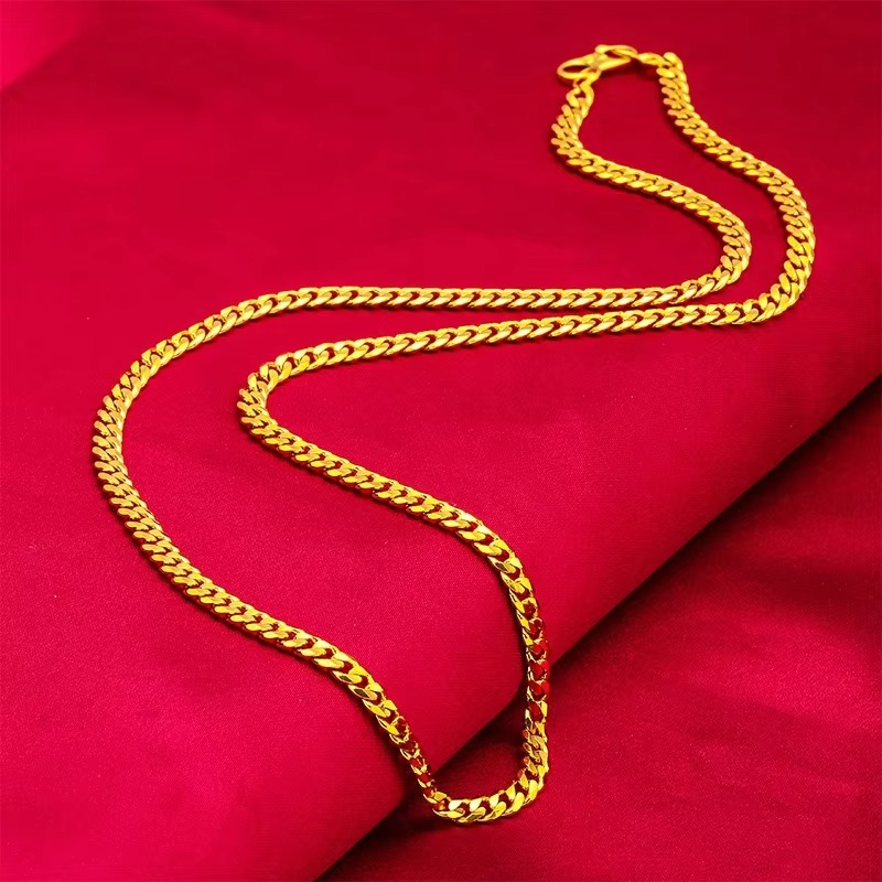 9999 24K genuine gold necklace, high-end fashion women's gold necklace, gold jewelry for girlfriend, gold necklace gift jewelry