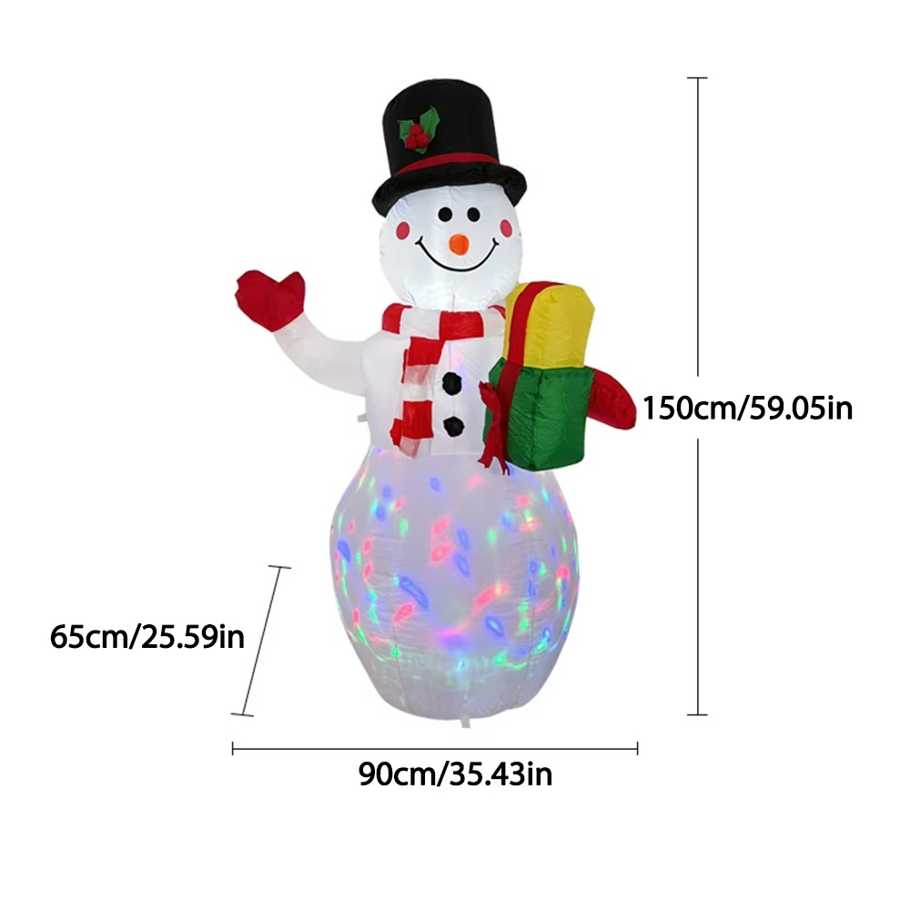Christmas 1.5m Inflatable Snowman Dolls With LED Light Christmas Snowman Lamp Decoration For Xmas Garden Party Decor