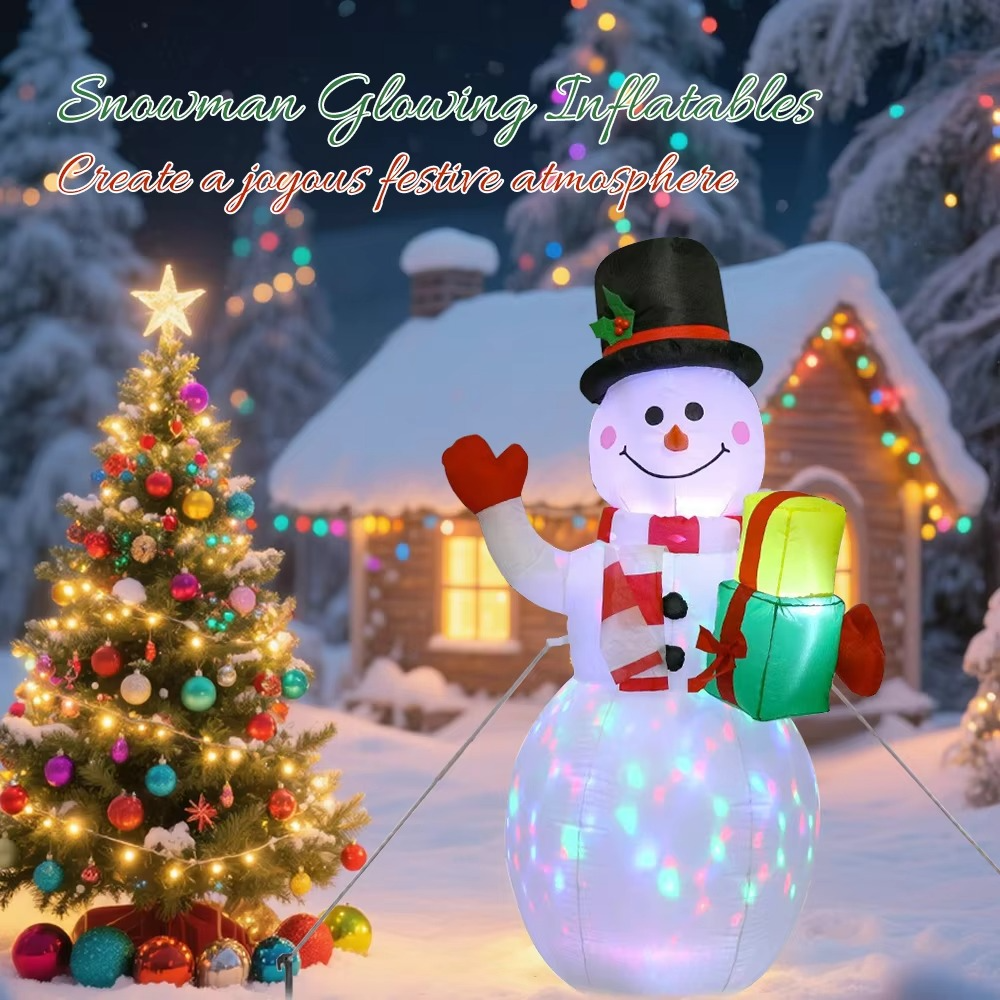 Christmas 1.5m Inflatable Snowman Dolls With LED Light Christmas Snowman Lamp Decoration For Xmas Garden Party Decor
