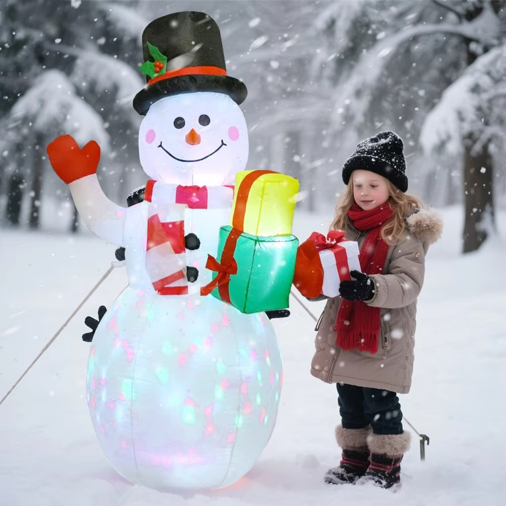 Christmas 1.5m Inflatable Snowman Dolls With LED Light Christmas Snowman Lamp Decoration For Xmas Garden Party Decor