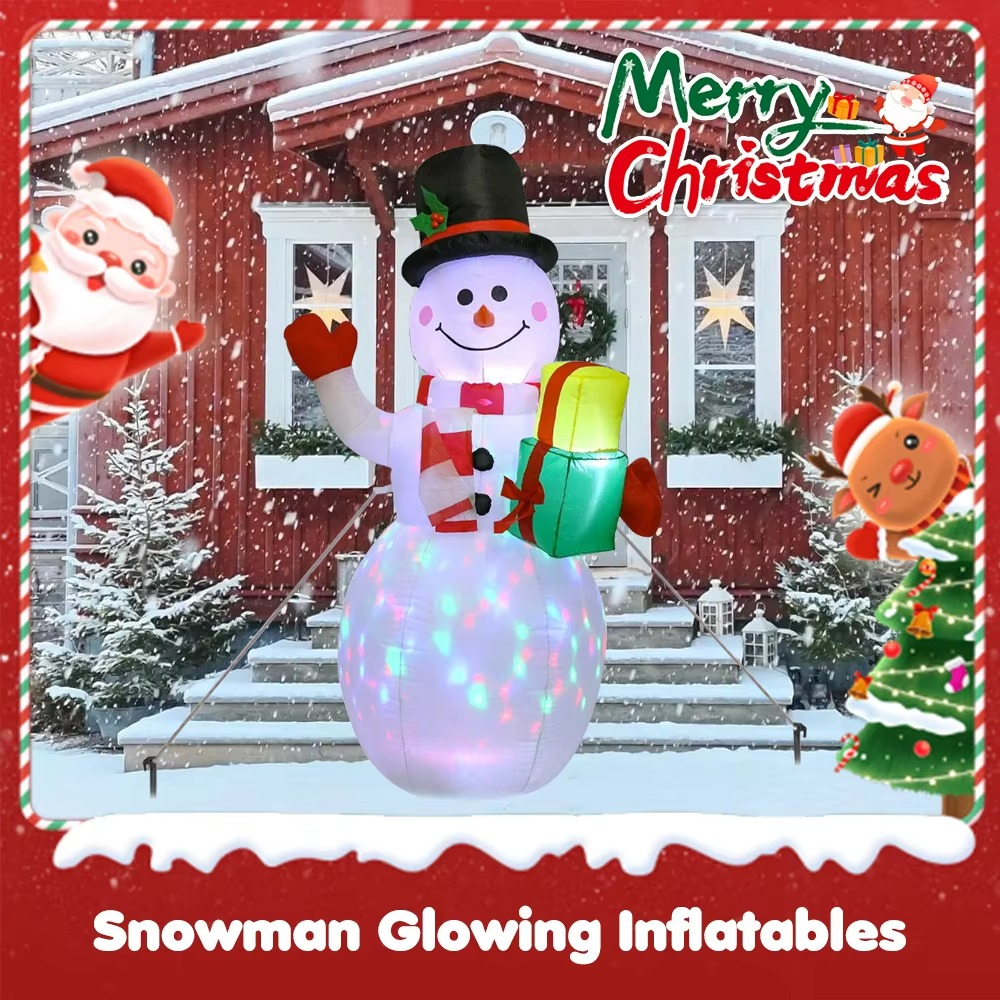 Christmas 1.5m Inflatable Snowman Dolls With LED Light Christmas Snowman Lamp Decoration For Xmas Garden Party Decor