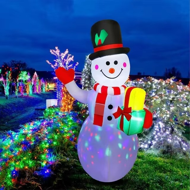 Christmas 1.5m Inflatable Snowman Dolls With LED Light Christmas Snowman Lamp Decoration For Xmas Garden Party Decor